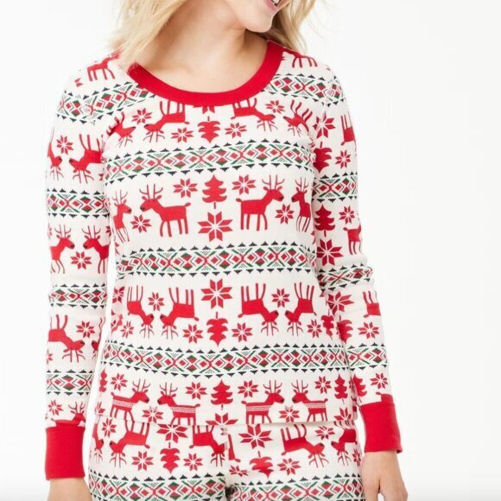 Hanna Andersson Dear Deer Holiday Long John Pajama Top Women's XS